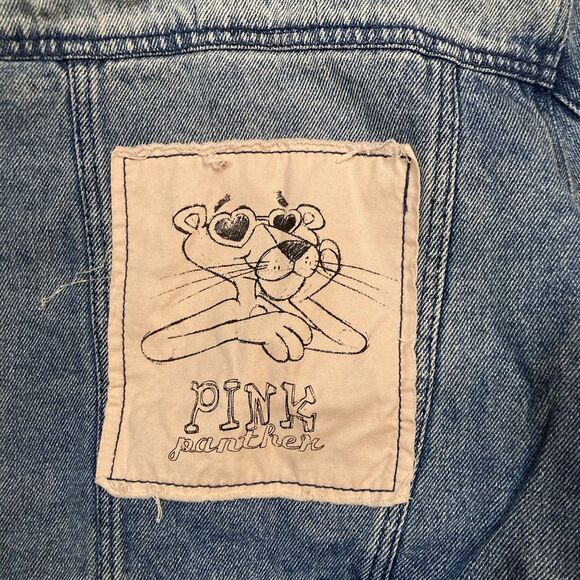 Vintage ZARA BABY GIRL x PINK PANTHER Terry Hood Denim Jacket 9-12m - Picture 6 of 16